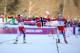 SOCHI, RUSSIA - FEBRUARY 11: Maiken Caspersen Falla of Norway (L) and Ingvild Flugstad Oestberg of Norway celebrate winning first and second place in the Finals of the Ladies' Sprint Free during day four of the Sochi 2014 Winter Olympics at Laura Cross-c