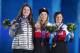 SOCHI, RUSSIA - FEBRUARY 11: (L-R) Silver medalist Devin Logan of the United States, gold medalist Dara Howell of Canada and bronze medalist Kim Lamarre of Canada celebrate on the podium during the medal ceremony for the for the Freestyle Skiing Women's