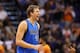 PHOENIX, AZ - JANUARY 17: Dirk Nowitzki #41 of the Dallas Mavericks reacts after scoring against the Phoenix Suns during the second half of the NBA game at US Airways Center on January 17, 2014 in Phoenix, Arizona. The Mavericks defeated the Suns 110-10