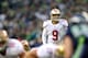 SEATTLE, WA - JANUARY 19: Kicker Phil Dawson #9 of the San Francisco 49ers lines up an extra point against the Seattle Seahawks during the 2014 NFC Championship at CenturyLink Field on January 19, 2014 in Seattle, Washington. (Photo by Ronald Martinez/Ge