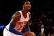 Oct 30, 2013; New York, NY, USA; New York Knicks shooting guard Iman Shumpert (21) takes a free throw during the fourth quarter against the Milwaukee Bucks at Madison Square Garden. Knicks won 90-83. Mandatory Credit: Anthony Gruppuso-USA TODAY Sports