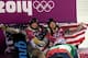 SOCHI, RUSSIA - FEBRUARY 12: (FRANCE OUT) Kaitlyn Farrington of USA wins the gold medal, Kelly Clark wins the bronze medal during the Snowboarding Women's Halfpipe at the Rosa Khutor Extreme Park on February 12, 2014 in Sochi, Russia. (Photo by Christophe