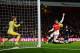 LONDON, ENGLAND - FEBRUARY 12: Olivier Giroud (R) of Arsenal misses a chance during the Barclays Premier League match between Arsenal and Manchester United at the Emirates Stadium on February 12, 2014 in London, England. (Photo by Michael Regan/Getty Im