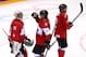 SOCHI, RUSSIA - FEBRUARY 13: Goalkeeper Carey Price #31 of Canada celebrates with teammates Drew Doughty #8 and Duncan Keith #2 after Canada beat Norway 3-1 during the Men's Ice Hockey Preliminary Round Group B game on day six of the Sochi 2014 Winter Ol