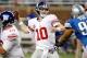 DETROIT, MI - DECEMBER 22: Eli Manning #10 of the New York Giants throws a second quarter pass while playing the Detroit Lions at Ford Field on December 22, 2013 in Detroit, Michigan. (Photo by Gregory Shamus/Getty Images)