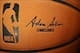 Feb 6, 2014; Brooklyn, NY, USA; A view of an official NBA game ball with the signature of new NBA Commissioner Adam Silver at Barclays Center before the game between San Antonio Spurs and the Brooklyn Nets. Mandatory Credit: Joe Camporeale-USA TODAY Sport