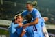 LONDON, ENGLAND - JANUARY 29: Edin Dzeko of Manchester City celebrates scoroing their third goal with team mates during the Barclays Premier League match between Tottenham Hotspur and Manchester City at White Hart Lane on January 29, 2014 in London, Engl