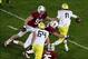 Nov 7, 2013; Stanford, CA, USA; Stanford Cardinal defensive end Henry Anderson (91) and linebacker Trent Murphy (93) sack Oregon Ducks quarterback Marcus Mariota (8) during the first quarter at Stanford Stadium. Mandatory Credit: Kelley L -USA TODAY Sport