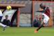 Balotelli strikes through the ball on his goal from 45 meters out.