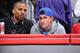LOS ANGELES, CA - FEBRUARY 5: Texas A&M quarterback Johnny Manziel and Maverick Carter watch a game between the Miami Heat against the Los Angeles Clippers at Staples Center on February 5, 2014 in Los Angeles, California. NOTE TO USER: User expressly ackn