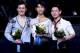 SOCHI, RUSSIA - FEBRUARY 14: Patrick Chan of Canada poses after winning the silver, Yuzuru Hanyu of Japan after winning the gold and Denis Ten of Kazakhstan after winning the bronze in the Figure Skating Men's Free Skating on day seven of the Sochi 2014