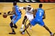 MIAMI, FL - JUNE 19: Kevin Durant #35 of the Oklahoma City Thunder attempts to drive around a pick set by teammates Serge Ibaka #9 against LeBron James #6 of the Miami Heat in Game Four of the 2012 NBA Finals on June 19, 2012 at American Airlines Arena i