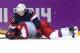 SOCHI, RUSSIA - FEBRUARY 15: Vladimir Tarasenko #91 of Russia and Dustin Brown #23 of the United States fall to the ice during the Men's Ice Hockey Preliminary Round Group A game on day eight of the Sochi 2014 Winter Olympics at Bolshoy Ice Dome on Febru