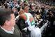 Reggie Miller congratulates Ray Allen after breaking his three-point field-goal record.