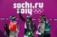 SOCHI, RUSSIA - FEBRUARY 16: (L-R) Lindsey Jacobellis of the United States, Michela Moioli of Italy and Belle Brockhoff of Australia look on after the Ladies' Snowboard Cross Quarterfinals on day nine of the Sochi 2014 Winter Olympics at Rosa Khutor Extr