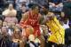 Dec 20, 2013; Indianapolis, IN, USA; Indiana Pacers center Roy Hibbert (55) guards Houston Rockets center Dwight Howard (12) at Bankers Life Fieldhouse. Indiana defeats Houston 114-81. Mandatory Credit: Brian Spurlock-USA TODAY Sports
