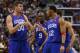 Spencer Hawes (No. 00) and Turner (No. 12)