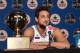 NEW ORLEANS, LA - FEBRUARY 15: Marco Belinelli #8 of the San Antonio Spurs addresses the media during State Farm All-Star Saturday Night as part of the 2014 All-Star Weekend at Smoothie King Center on February 15, 2014 in New Orleans, Louisiana. NOTE TO U