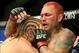 Jul 6, 2013; Las Vegas, NV, USA; Chris Leben (red gloves) and Andrew Craig (blue gloves) during their Middleweight Bout at the MGM Grand Garden Arena. Craig won. Mandatory Credit: Jayne Kamin-Oncea-USA TODAY Sports