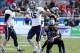 Dec 29, 2012; Fort Worth, TX, USA; Rice Owls cornerback Phillip Gaines (15) celebrates making a tackle against Air Force Falcons wide receiver Ty MacArthur (27) in the Armed Forces Bowl at Amon G. Carter Stadium. Rice beat Air Force 33-14. Mandatory Cred