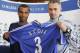 COBHAM, UNITED KINGDOM - SEPTEMBER 08: New Chelsea signing Ashley Cole (L) and manager Jose Mourinho pose for photos before a press conference at the Chelsea training ground on September 8, 2006 in Cobham, England. (Photo by Julian Finney/Getty Images)
