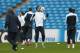 MANCHESTER, ENGLAND - FEBRUARY 17: Vincent Kompany of Manchester City in action during a training session ahead of their UEFA Champions League Round of 16 match 1st leg against Barcelona at Etihad Stadium on February 17, 2014 in Manchester, England. (P