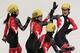The Canadian short-track speedskating team celebrate their silver medal.