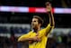 CARDIFF, WALES - NOVEMBER 30: Mathieu Flamini of Arsenal elebrates as he scores their second goal during the Barclays Premier League match between Cardiff City and Arsenal at Cardiff City Stadium on November 30, 2013 in Cardiff, Wales. (Photo by Mike He