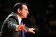 Feb 18, 2014; Atlanta, GA, USA; Duke Blue Devils head coach Mike Krzyzewski signals to his players in the second half against the Georgia Tech Yellow Jackets at Hank McCamish Pavilion. Duke won 68-51. Mandatory Credit: Daniel Shirey-USA TODAY Sports