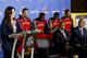 METAIRIE, LA - NOVEMBER 15: Tyreke Evans #1, Jrue Holiday #11, Ryan Anderson #33, Anthony Davis #23, Monty Williams and Eric Gordon #10 of the New Orleans Pelicans attends an All-Star lineup to unveil the official NBA All-Star Ballot 2014 presented by Sp