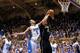 DURHAM, NC - FEBRUARY 04: Rodney Hood #5 of the Duke Blue Devils blocks a shot by Devin Thomas #2 of the Wake Forest Demon Deacons during their game at Cameron Indoor Stadium on February 4, 2014 in Durham, North Carolina. Duke won 83-63. (Photo by Grant