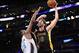 January 31, 2014; Los Angeles, CA, USA; Los Angeles Lakers center Pau Gasol (16) shoots a basket against the defense of Charlotte Bobcats center Al Jefferson (25) during the second half at Staples Center. Mandatory Credit: Gary A. Vasquez-USA TODAY Sports