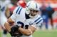 Dec 22, 2013; Kansas City, MO, USA; Indianapolis Colts running back Donald Brown (31) runs the ball during the first half of the game against the Kansas City Chiefs at Arrowhead Stadium. Mandatory Credit: Denny Medley-USA TODAY Sports