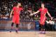 Two former mid-major stars Lillard and Curry high-five during the All-Star game