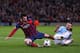 MANCHESTER, ENGLAND - FEBRUARY 18: Martin Demichelis of Manchester City fouls Lionel Messi of Barcelona to concede a penalty and is subsequently sent off during the UEFA Champions League Round of 16 first leg match between Manchester City and Barcelona a