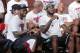 MIAMI, FL - JUNE 24: Udonis Haslem and LeBron James of the Miami Heat attend the NBA Championship victory rally at the AmericanAirlines Arena on June 24, 2013 in Miami, Florida. The Miami Heat defeated the San Antonio Spurs in the NBA Finals. (Photo by A