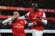 LONDON, ENGLAND - FEBRUARY 16: Lukas Podolski (L) of Arsenal celebrates with team mate Yaya Sanogo after scoring during the FA Cup Fifth Round match between Arsenal and Liverpool at the Emirates Stadium on February 16, 2014 in London, England. (Photo by