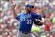 Aug 1, 2013; Minneapolis, MN, USA; Kansas City Royals starting pitcher James Shields (33) delivers a pitch in the first inning against the Minnesota Twins at Target Field. Mandatory Credit: Jesse Johnson-USA TODAY Sports