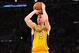 May 18, 2012; Los Angeles, CA, USA; Los Angeles Lakers point guard Steve Blake (5) attempts a three point basket against the Oklahoma City Thunder during the second half of game three of the Western Conference semifinals of the 2012 NBA Playoffs at Staple
