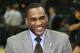 SAN ANTONIO, TX - JUNE 13: Steve Smith of NBATV discusses the game of the Miami Heat against the San Antonio Spurs after Game Four of the 2013 NBA Finals on June 13, 2013 at AT&T Center in San Antonio, Texas. NOTE TO USER: User expressly acknowledges and