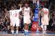 LOS ANGELES, CA - FEBRUARY 18: Chris Paul #3 and DeAndre Jordan #6 of the Los Angeles Clippers high five during a game against the San Antonio Spurs at STAPLES Center on February 18, 2014 in Los Angeles, California. NOTE TO USER: User expressly acknowledg