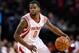 Feb 12, 2014; Houston, TX, USA; Houston Rockets point guard Aaron Brooks (0) controls the ball during the first quarter against the Washington Wizards at Toyota Center. Mandatory Credit: Troy Taormina-USA TODAY Sports