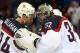Feb 19, 2014; Sochi, RUSSIA; USA goalie Jonathan Quick (32) celebrates with Ryan Callahan (24) after defeating Czech Republic in the men's ice hockey quarterfinals during the Sochi 2014 Olympic Winter Games at Shayba Arena. Mandatory Credit: Winslow Towns