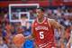 Dec 3, 2013; Syracuse, NY, USA; Indiana Hoosiers forward Troy Williams (5) on a fast break during the first half of a game against the Syracuse Orange at the Carrier Dome. Syracuse won the game 69-52. Mandatory Credit: Mark Konezny-USA TODAY Sports
