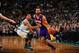 BOSTON, MA - JANUARY 17: Kendall Marshall #12 of the Los Angeles Lakers dribbles to the basket against the Boston Celtics on January 17, 2014 at the TD Garden in Boston, Massachusetts. NOTE TO USER: User expressly acknowledges and agrees that, by downloa
