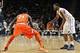 Feb 9, 2014; University Park, PA, USA; Penn State Nittany Lions guard D.J. Newbill (2) dribbles the ball as Illinois Fighting Illini guard Kendrick Nunn (25) guards during the first half at Bryce Jordan Center. Illinois defeated Penn State 60-55. Mandator