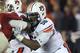 Jan 6, 2014; Pasadena, CA, USA; Auburn Tigers tackle Avery Young (56) in action against the Florida State Seminoles during the first half of the 2014 BCS National Championship game at the Rose Bowl. Mandatory Credit: Matthew Emmons-USA TODAY Sports