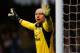 LIVERPOOL, ENGLAND - FEBRUARY 01: Brad Guzan of Aston Villa gestures during the Barclays Premier League match between Everton and Aston Villa at Goodison Park on February 1, 2014 in Liverpool, England. (Photo by Paul Thomas/Getty Images)