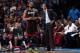 OKLAHOMA CITY, OK - FEBRUARY 20: Dwyane Wade #3 of the Miami Heat talks with Head Coach Erik Spoelstra during the game against the Oklahoma City Thunder on February 20, 2014 at the Chesapeake Energy Arena in Oklahoma City, Oklahoma. NOTE TO USER: User exp