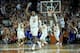 AUSTIN, TX - FEBRUARY 01: Jonathan Holmes #10 of the Texas Longhorns reacts to a three point shot against the Kansas Jayhawks during a game at The Frank Erwin Center on February 1, 2014 in Austin, Texas. Texas won the game 81-69. (Photo by Stacy Revere